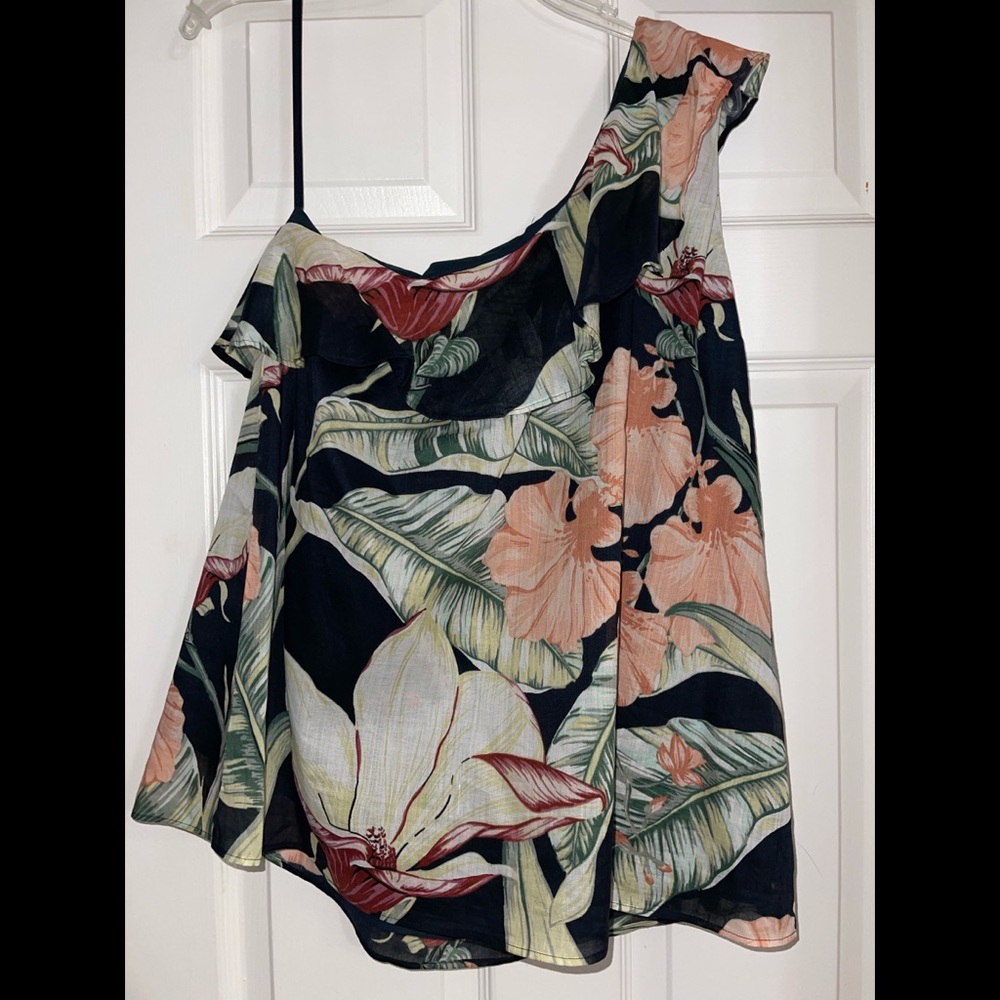 NWT Ann Taylor One Shoulder Tropical Top